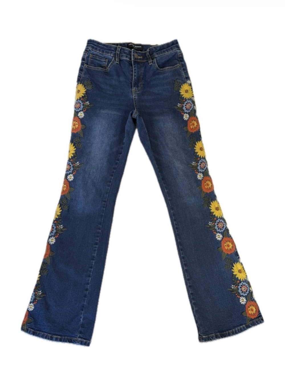Ashley Mason Premium Bootcut Embroidered Stretch Junior Jeans 5/27 (26x30) Boho